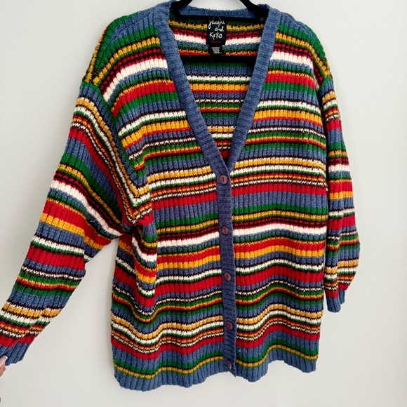Jacque & Koko Sweaters - Jacque & Koko Vintage Striped Wool Cardigan